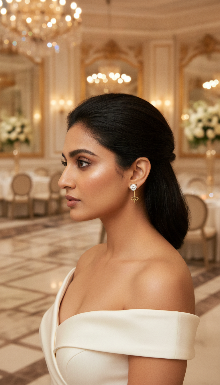 AI-generated on-model earrings photograph