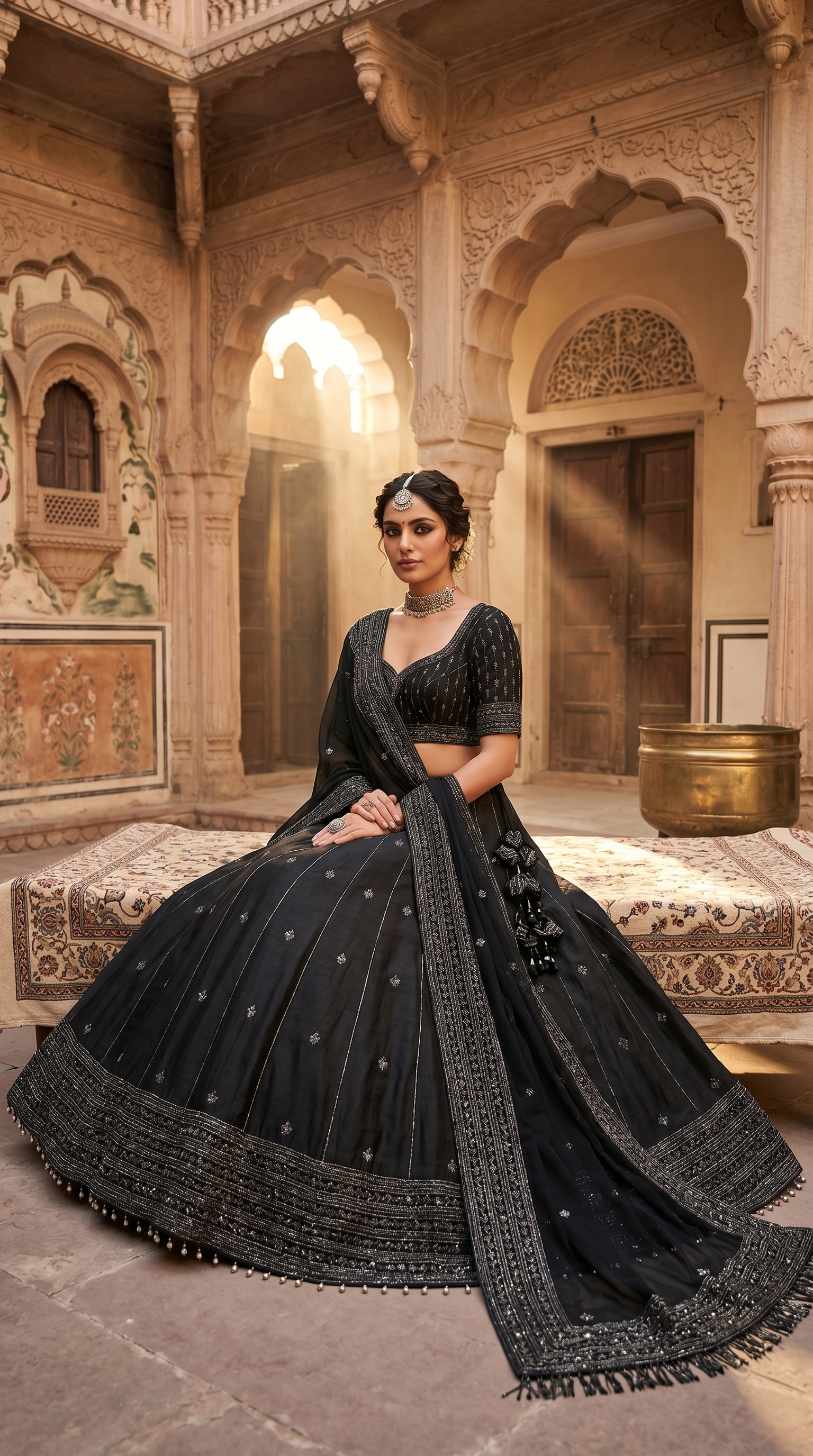 AI-generated on-model lehenga photoshoot
