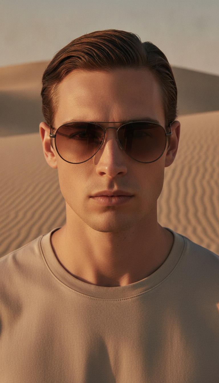 AI-generated on-model men's accessory campaign image