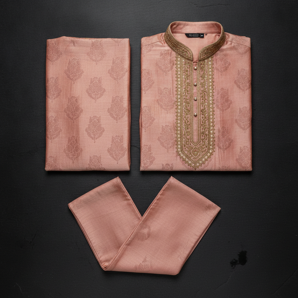 Flat menswear ethnic garment photo — the input for an AI photoshoot