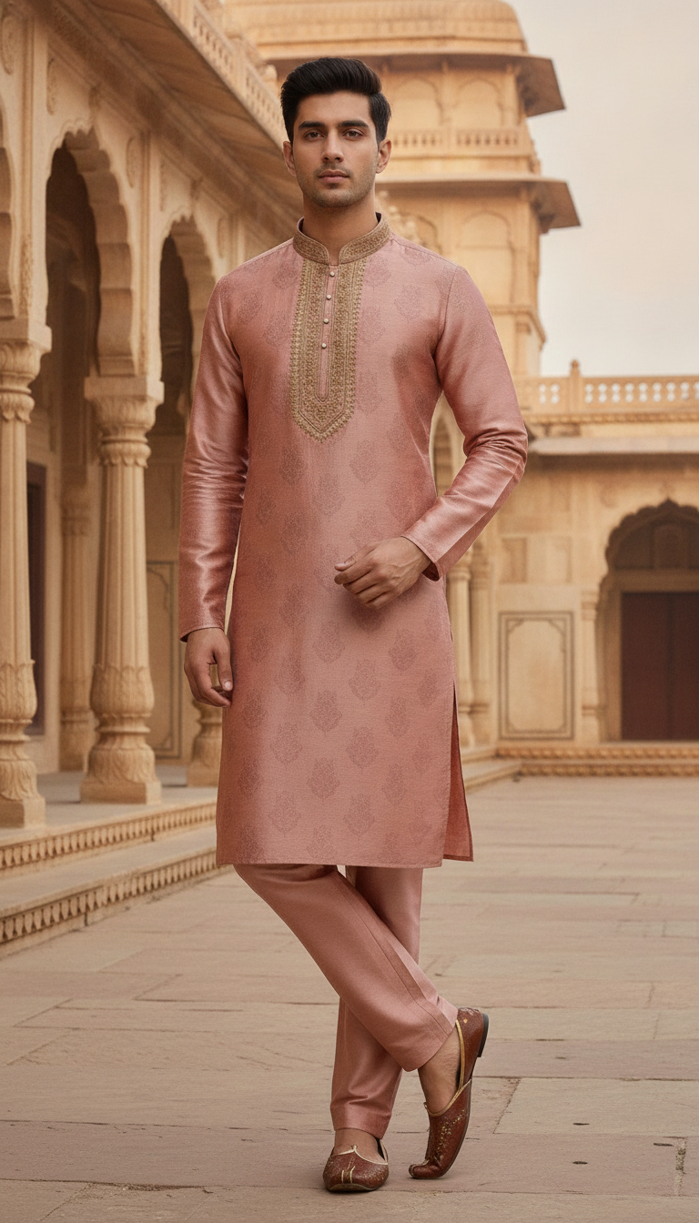 AI-generated on-model menswear ethnic campaign image