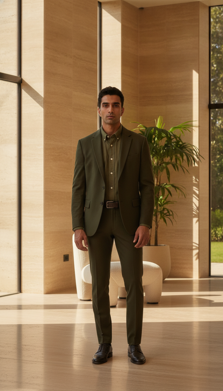 AI-generated on-model menswear western campaign image